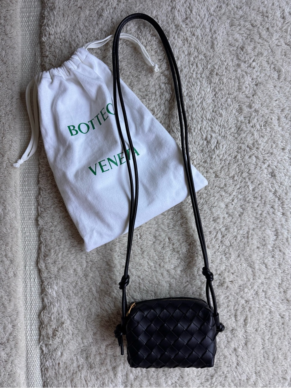 Bottega Veneta Black mini loop camera bag